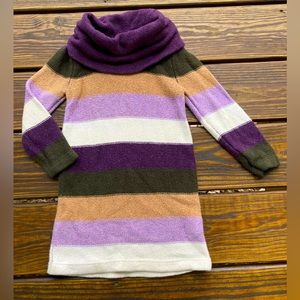 Joe Fresh 3T girls purple/tan/cream stripped cowl neck sweater dress.